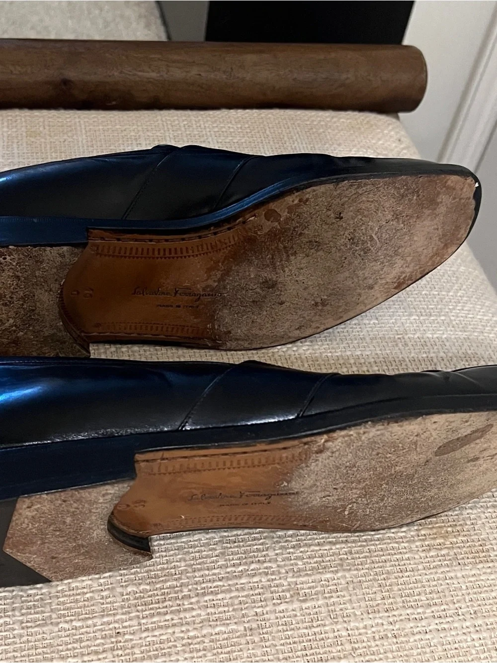 Salvatore Ferragamo Black Leather Penny Loafers